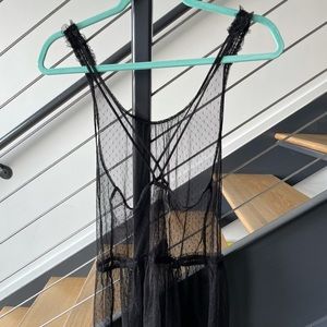 Free people sheer black slip dress